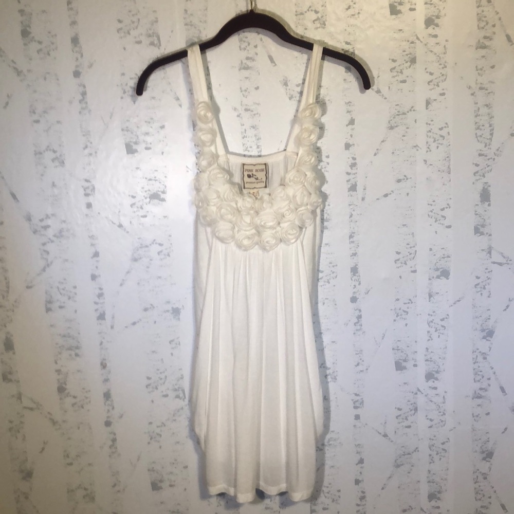 Pink Rose White Rosette Camisole Top Size Medium